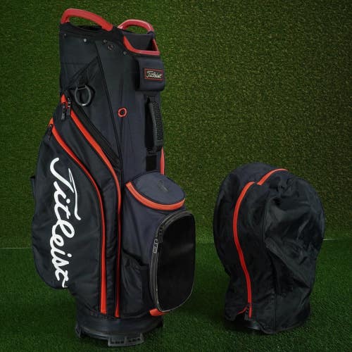 TITLIEST CART 14 CART BAG 14 WAY DIVIDERS GOLF BAG ~ CLASSIC BLACK & RED!!