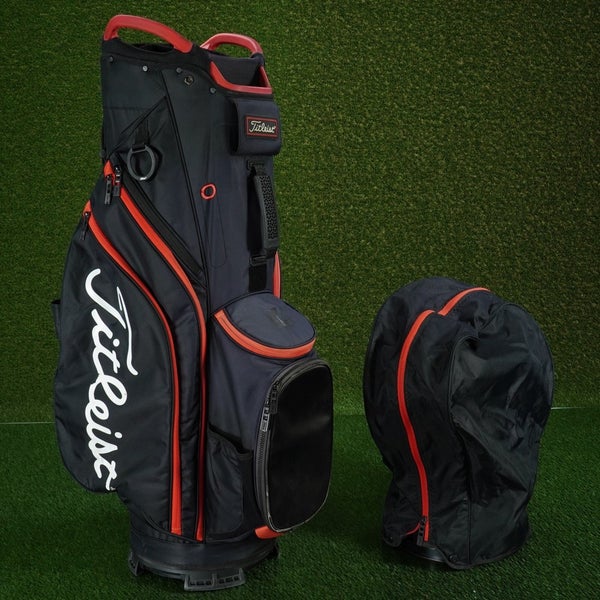 TITLIEST CART 14 CART BAG 14 WAY DIVIDERS GOLF BAG ~ CLASSIC BLACK & RED!!