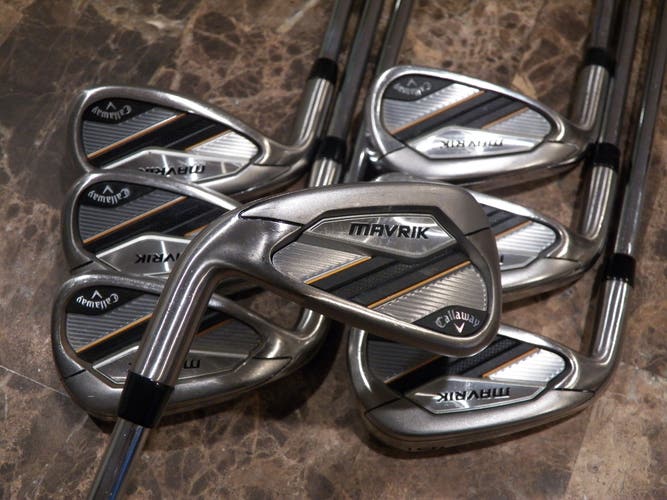LEFT HAND CALLAWAY MAVRIK GOLF IRON SET 5-AW STEEL XP95 R300 REGULAR FLEX