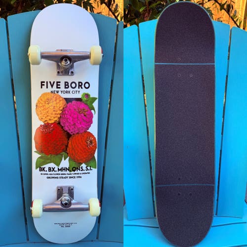 5BORO SKATEBOARDS FLOWER SEED MULTI COMPLETE SKATEBOARD 8.375" TENSOR TRUCKS NEW