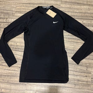 Nike Pro Dri Fit Base Layer Compression Shirt Long Sleeve Adult Large Black New