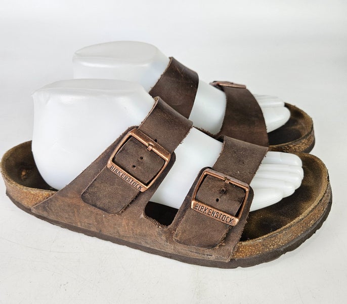 Birkenstock Arizona Saddle Brown Leather Sandals Soft Footbed Shoes Size 42 / 11