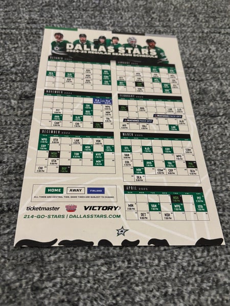 Dallas Stars NHL 2024 2025 Magnetic Hockey Schedule