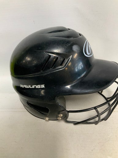 Used Rawlings BLACK Batting Helmet w/Mask Black MD 11823-S000033213