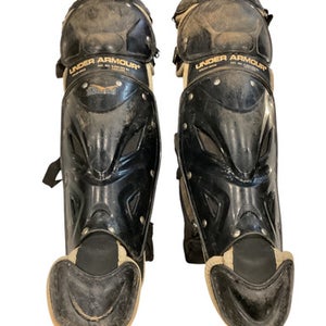 Used Under Armour BLACK SHINGUARDS Catchers Leg Guards Black Junior 11884-S000049860