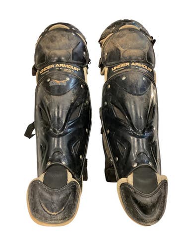 Used Under Armour BLACK SHINGUARDS Catchers Leg Guards Black Junior 11884-S000049860
