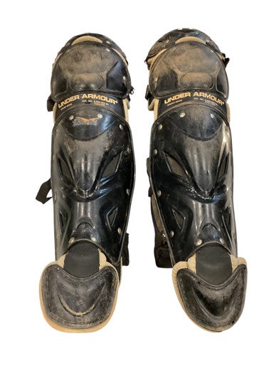 Used Under Armour BLACK SHINGUARDS Catchers Leg Guards Black Junior 11884-S000049860