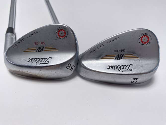 Titleist Vokey Spin Milled Chrome 2009 Wedge Set 54* 8 58* 8 Wedge Steel Mens RH