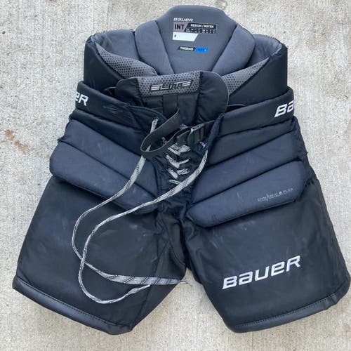 Black Intermediate Medium Bauer Elite Hockey Goalie Pants (Used)