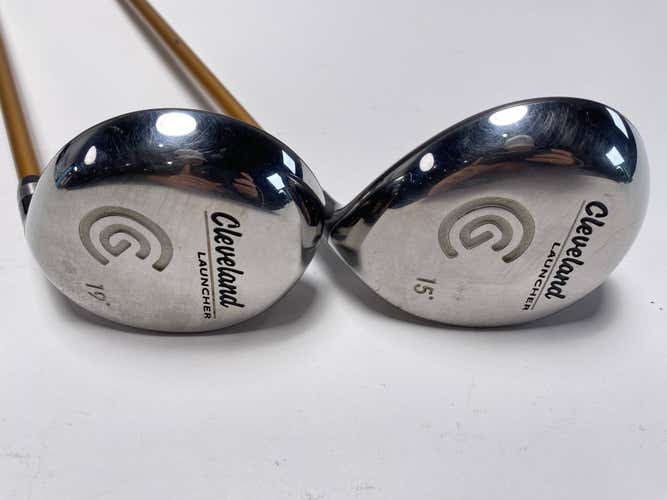Cleveland Launcher  &  Fairway Wood Set 15* 19* Launcher Gold Stiff Mens RH