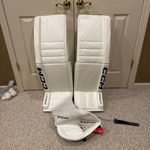 New 35+2 CCM Eflex 7 Goalie Leg Pads And Axis XF Glove