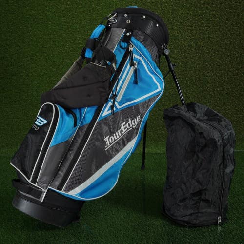 TOUR EDGE BAZOOKA 370 STAND BAG 7 WAY DIVIDERS GOLF BAG, BLUE / GRAY ~ NICE!!