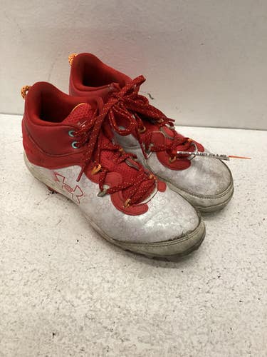 Used Adidas BH BASEBALL CLEATS BB/SB Cleats White And Red Junior 05 11443-S000196688