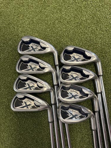 Callaway X-20 Iron Set 4-PW+AW Uniflex Steel Mens RH Nice Jumbo Cp2 Wrap Grips