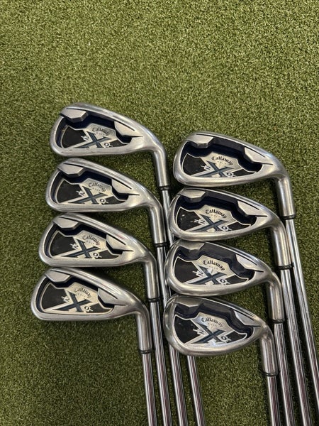 Callaway X-20 Iron Set 4-PW+AW Uniflex Steel Mens RH Nice Jumbo Cp2 Wrap Grips