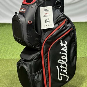 Titleist Cart 15 Golf Cart Bag - 15-Way Divider - Black/Black/Red NEW!