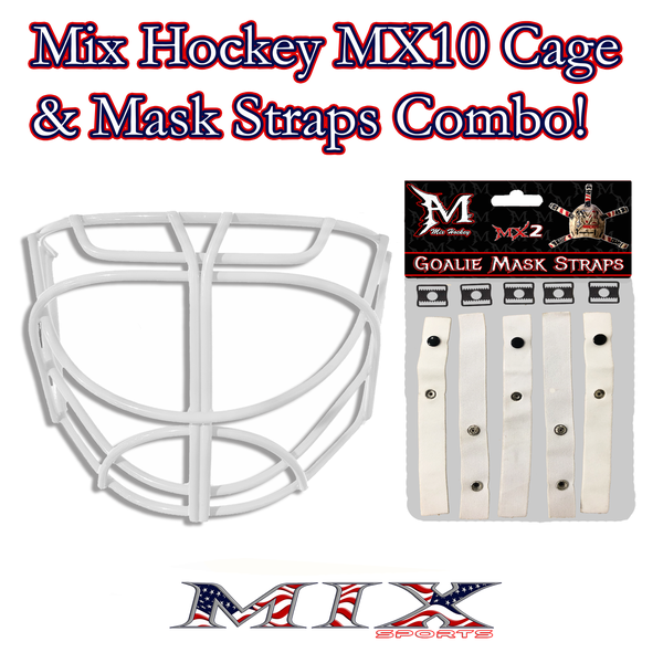 Mix Sports - MX10 Cat Eye Cage (fits Bauer 930, 940, 950, 960) - Cage & Straps Combo! (White)