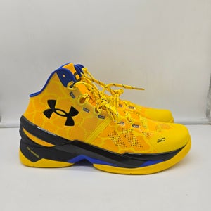 Under Armour Curry 2 Double Bang Basketball Shoes Gold Blue 3026281-700 Size 12