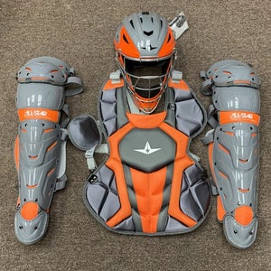 All Star System 7 Axis Youth 10-12 Catchers Gear Set - Graphite Grey Orange