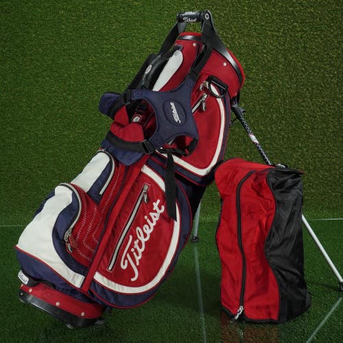TITLEIST BX88 STAND BAG 4 WAY GOLF BAG ~ RED / BLUE / WHITE ~ UNIQUE & RARE!