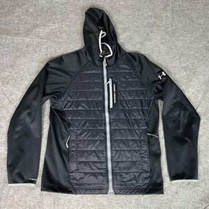 Under Armour Jacket Mens Large Black ColdGear Infrared Hooded Full Zip Storm