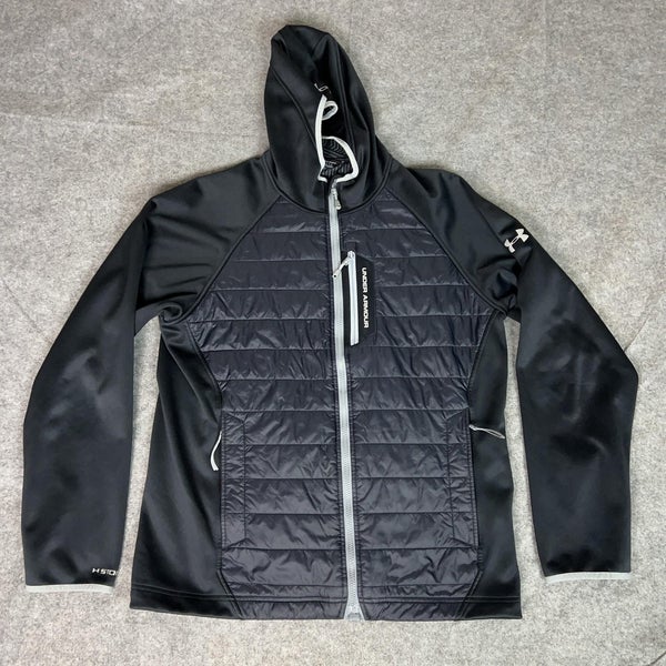 Under Armour Jacket Mens Large Black ColdGear Infrared Hooded Full Zip Storm
