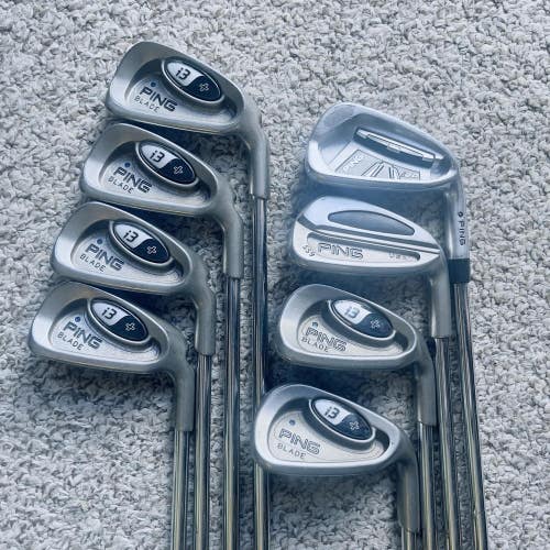 Ping i3+ Mens Blue Dot Right Handed Golf Club Iron Set 3-9+PW Stiff Flex