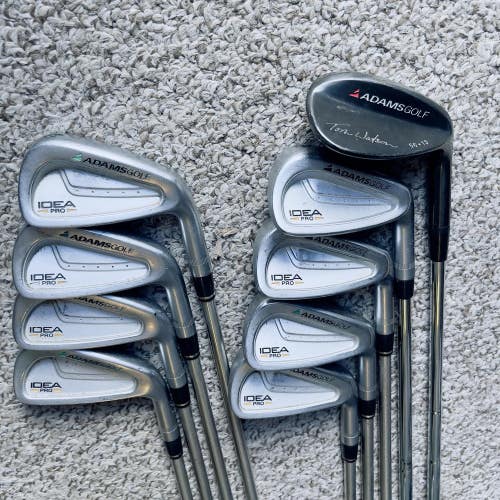 Adams Golf IDEA Pro Forged Mens Right Handed Golf Club Iron Set 3-9+PW+SW S Flex