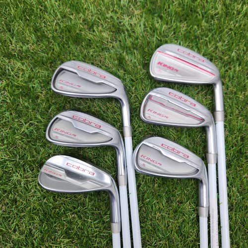 2016 COBRA KING F6 IRON SET 5-6,8-PW,SW (NO 7) LADIES OZIK RED TIE GOOD