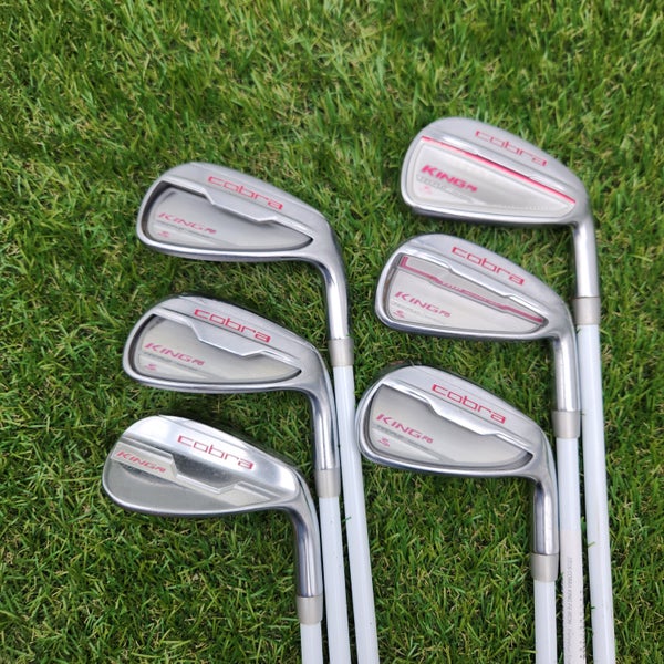 2016 COBRA KING F6 IRON SET 5-6,8-PW,SW (NO 7) LADIES OZIK RED TIE GOOD