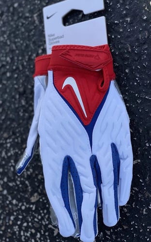 Nike Superbad 6.0 Football Receiver Gloves men’s size Small Red White Blue *NWT*