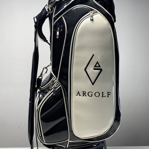 Argolf Team Cart Stand Bag Black White 8-Way Divide Single Strap Golf Bag