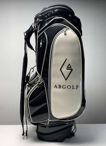 Argolf Team Cart Stand Bag Black White 8-Way Divide Single Strap Golf Bag