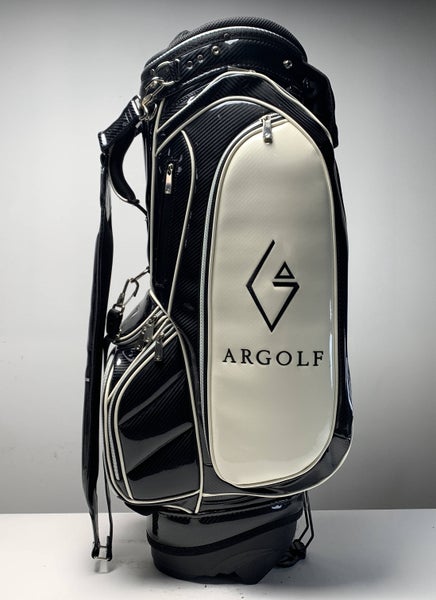 Argolf Team Cart Stand Bag Black White 8-Way Divide Single Strap Golf Bag