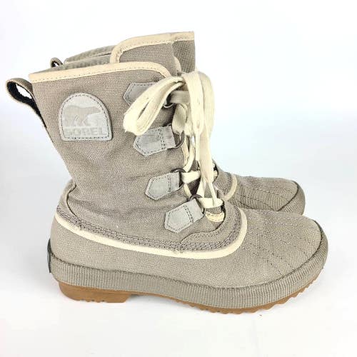 Sorel Tivoli Rugged Kettle Canvas Boots Women's Size: 6 Taupe Waterproof