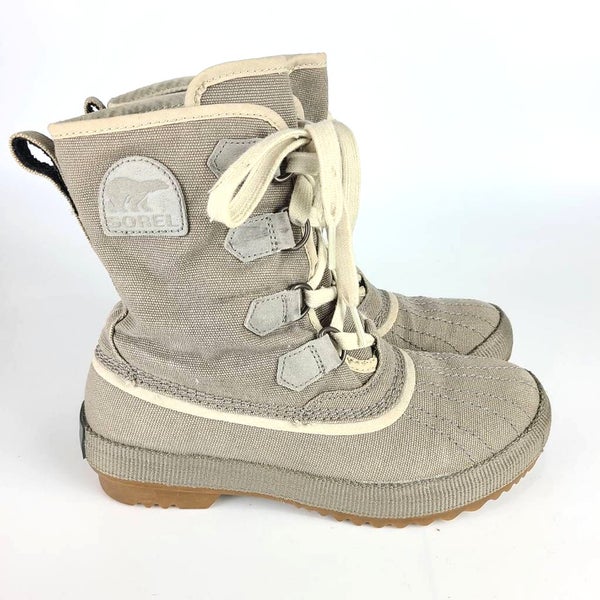 Sorel Tivoli Rugged Kettle Canvas Boots Women's Size: 6 Taupe Waterproof