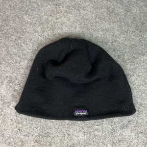 Patagonia Hat Beanie Knit Black Classic Outdoor Winter Warm Cap Mens Gorp Logo
