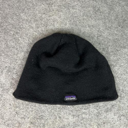 Patagonia Hat Beanie Knit Black Classic Outdoor Winter Warm Cap Mens Gorp Logo