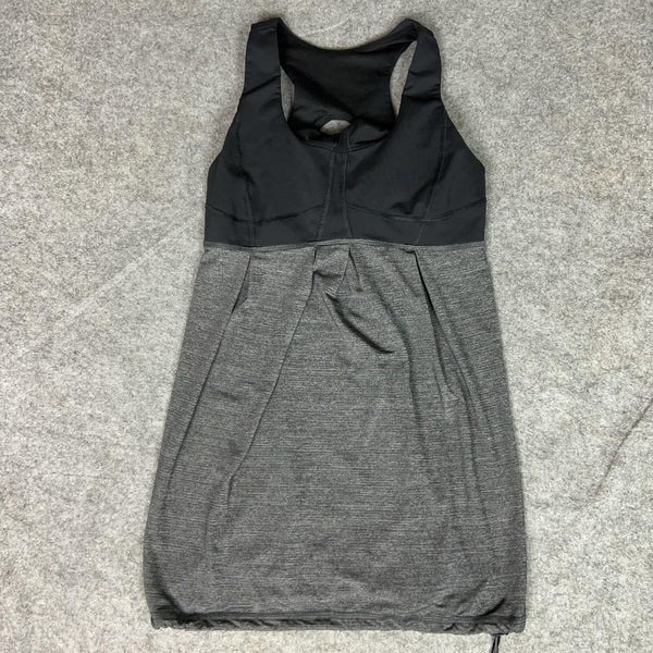 Lululemon Tank Womens 6 Gray Black Athletic Run Your Heart Out Workout Gym Logo