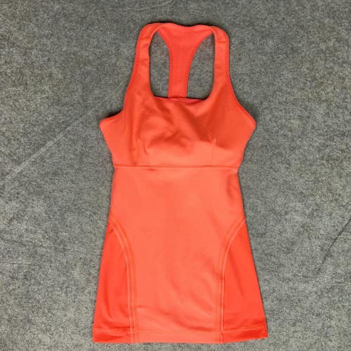 Lululemon Tank Top Womens 4 Orange Racerback Built In Bra Athletic Yoga Power Up
