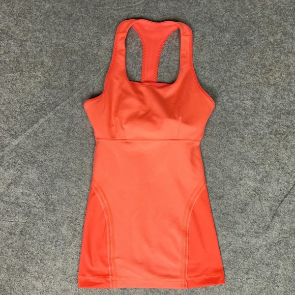 Lululemon Tank Top Womens 4 Orange Racerback Built In Bra Athletic Yoga Power Up