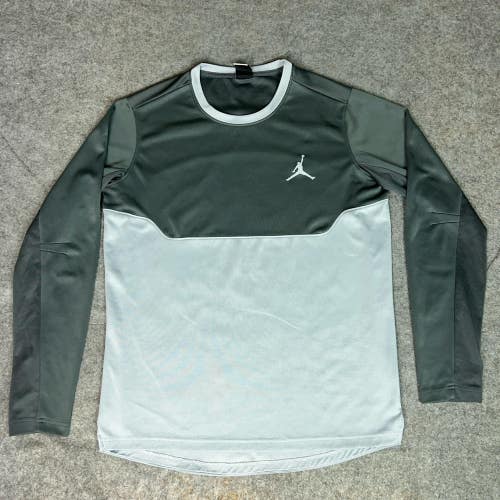 Jordan Shirt Mens Large Gray Long Sleeve Dri-Fit Basketball Nike Jumpman Sport