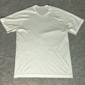 Lululemon Shirt Mens Large White Drysense Lightweight Training Workout Tee Logo