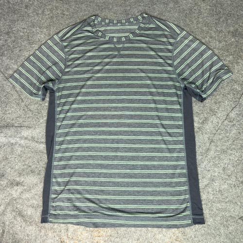 Lululemon Shirt Mens Large Gray Striped THE Crew Athletic Training Tee Sports