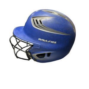 Used Rawlings BLUE HELMET W/ MASK Batting Helmet w/Mask Royal Blue One Size 11834-S000038482