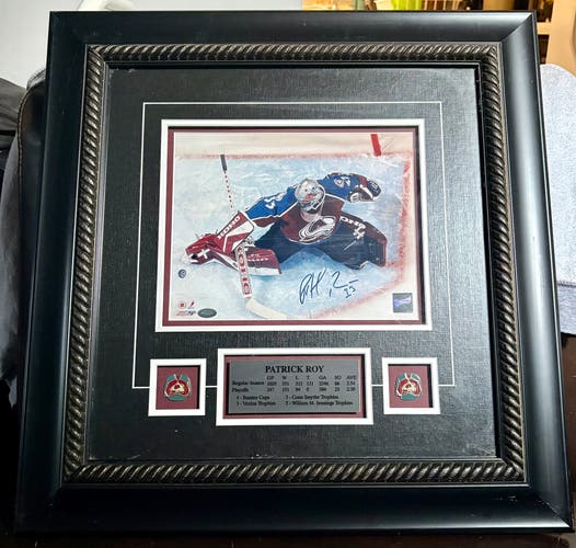 Framed & Signed Patrick Roy Career Statistics Plaque
