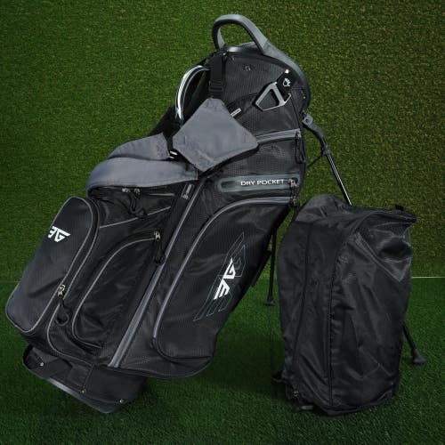 EG EAGOLE GOLF LIGHT STAND BAG 11 WAY DIVIDERS GOLF BAG, BLACK / GRAY ~ NICE!!