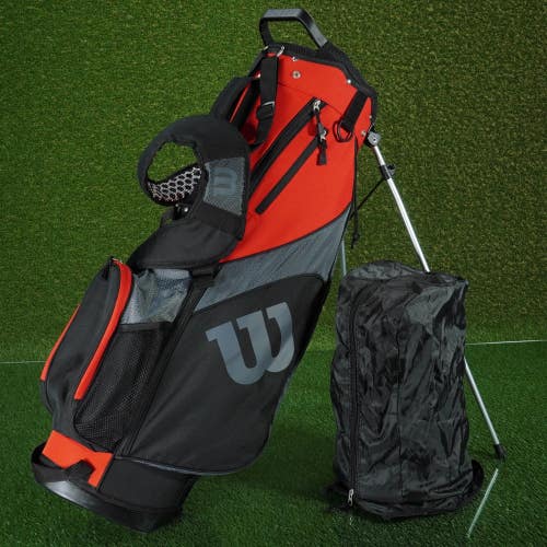 WILSON MEN'S PROFILE SGI STAND BAG 5 WAY DIVIDERS GOLF BAG, RED / BLACK ~ NEW!!