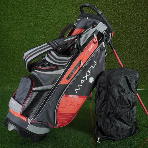 MAXFLI U SERIES 4.0 LADIES STAND BAG 5 WAY WOMEN'S GOLF BAG, GREY / PINK / WHITE