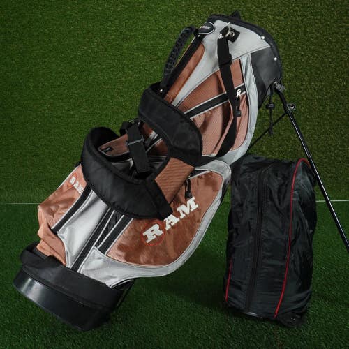 RAM STAND BAG 8 WAY DIVIDERS GOLF BAG, BRONZE COPPER / GRAY / BLACK ~ LOOK!!